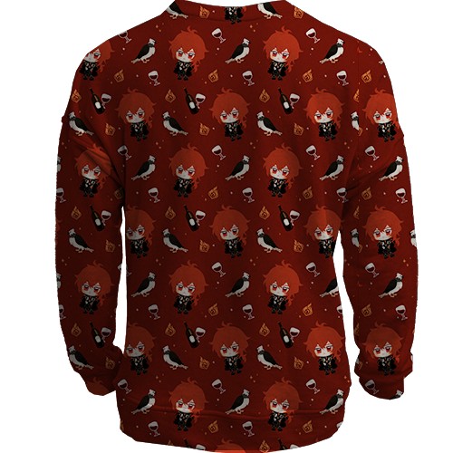 3D світшот Ділюк патерн - Genshin Impact (вид ззаду)