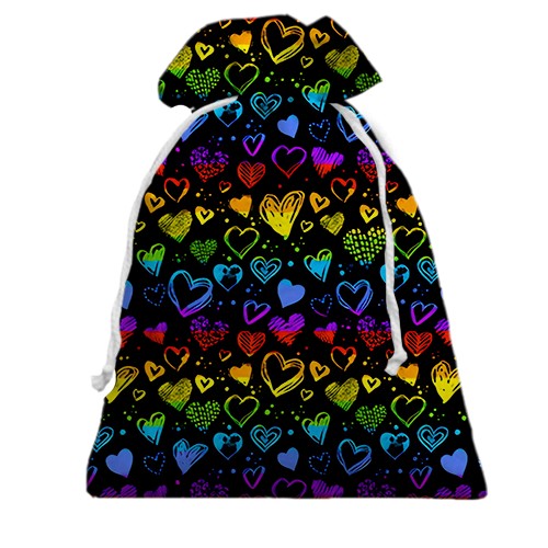 3D Подарунковий мішечок Серця веселка 2 (вид спереду)
