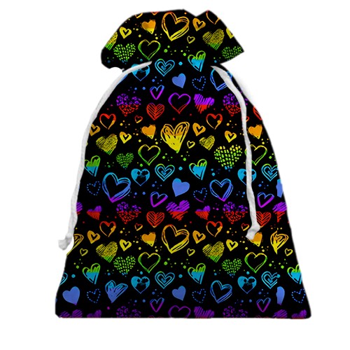3D Подарунковий мішечок Серця веселка 2 (вид ззаду)