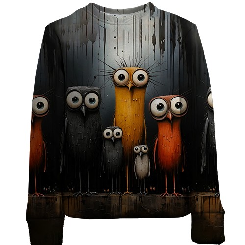 Детский 3D свитшот Совы (АРТ) (вид спереди)