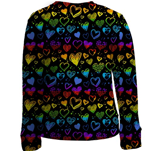 Дитячий 3D світшот Серця веселка 2 (вид ззаду)