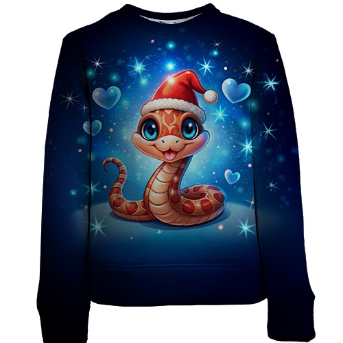 Дитячий 3D світшот з новорічною змією (вид спереду)