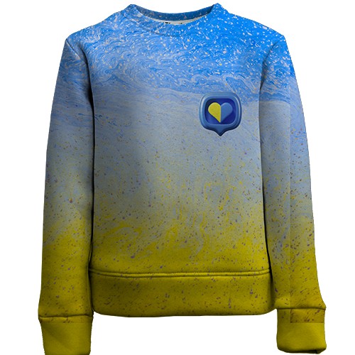 Дитячий 3D світшот "Абстрактні хвилі в кольорах прапора" (вид спереду)