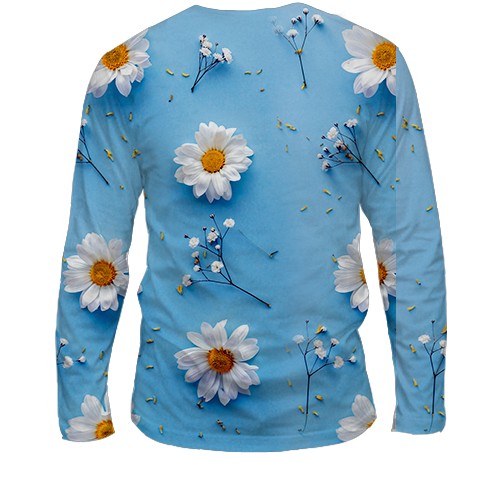 Чоловічий 3D лонгслів Ромашки (АРТ) (вид ззаду)