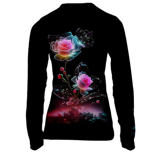 Жіночий 3D лонгслів з казковою трояндою (вид ззаду)