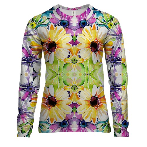 Жіночий 3D лонгслів Квітковий калейдоскоп (вид спереду)