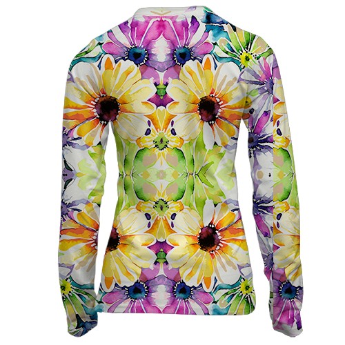 Жіночий 3D лонгслів Квітковий калейдоскоп (вид ззаду)