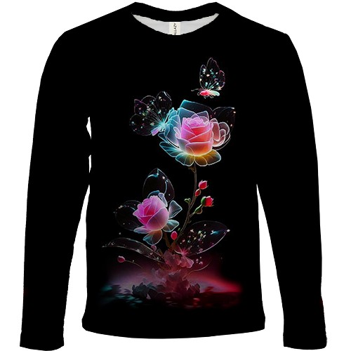 Детский 3D лонгслив со сказочной розой (вид спереди)