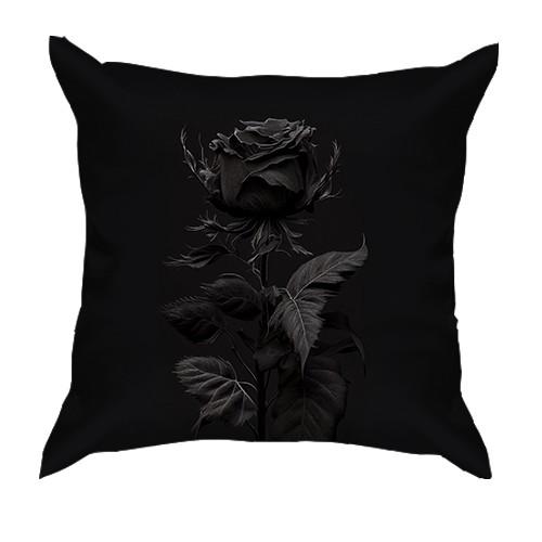 3D подушка з чорною трояндою (вид спереду)