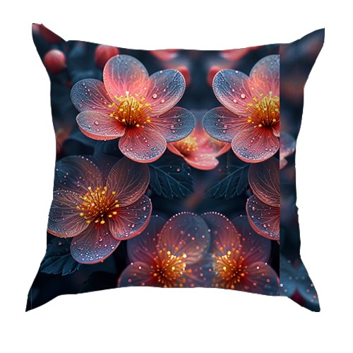 3D подушка з напівпрозорими арт-квітами (вид ззаду)