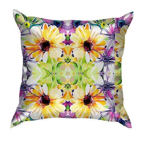 3D подушка Цветочный калейдоскоп (вид сзади)