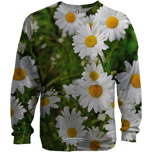 3D світшот з квітами ромашками (вид спереду)