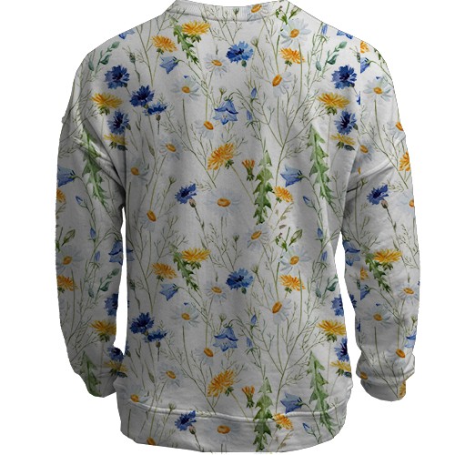 3D свитшот с ромашками и васильками (2) (вид сзади)