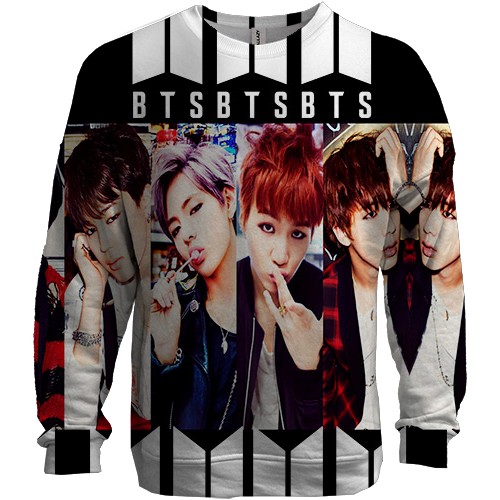 3D свитшот с группой БТС (BTS) K-POP (вид спереди)