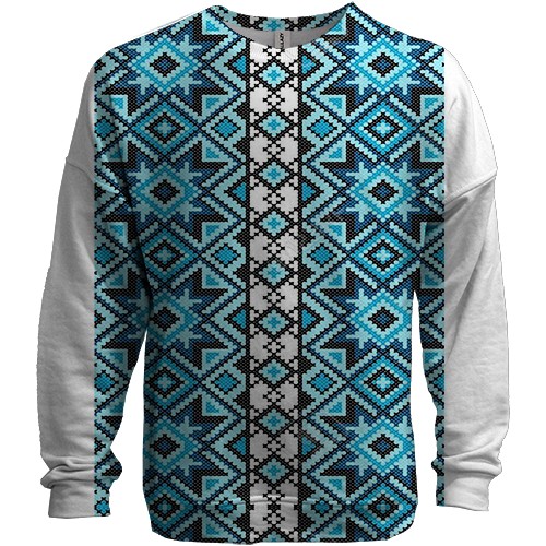 3D свитшот с голубой вышиванкой (вид спереди)