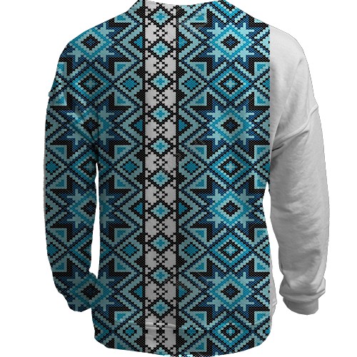 3D свитшот с голубой вышиванкой (вид сзади)