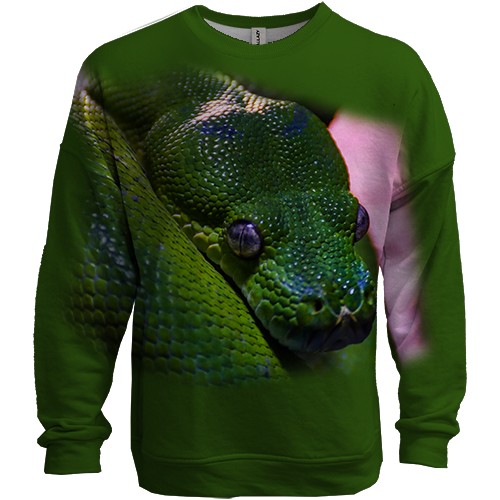 3D світшот із зеленою змією рептилією (вид спереду)