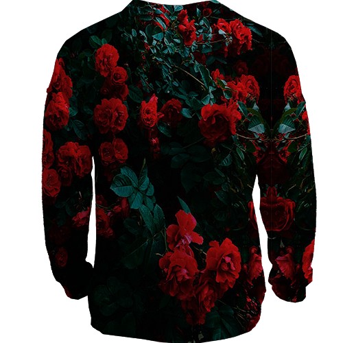 3D свитшот с кустом роз (вид сзади)