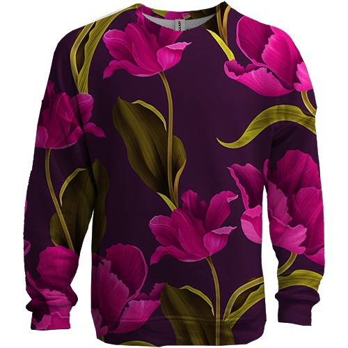 3D світшот з рожевими квітами (2) (вид спереду)