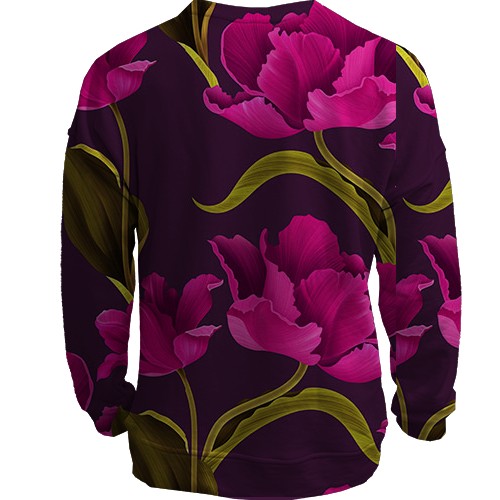 3D світшот з рожевими квітами (2) (вид ззаду)