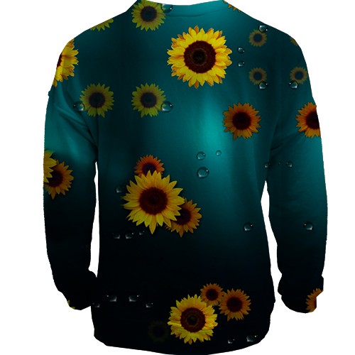 3D свитшот Подсолнухи под стеклом (вид сзади)
