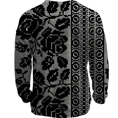 3D свитшот с черной вышиванкой и цветами (вид сзади)