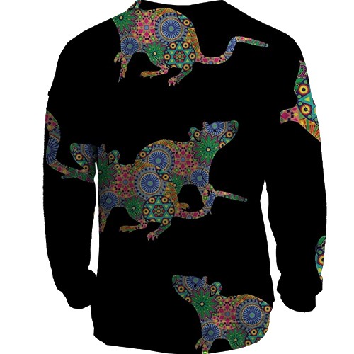 3D свитшот с разноцветной крысой (вид сзади)