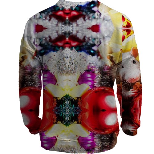 3D світшот з новорічної щуром і подарунками 2020 (вид ззаду)