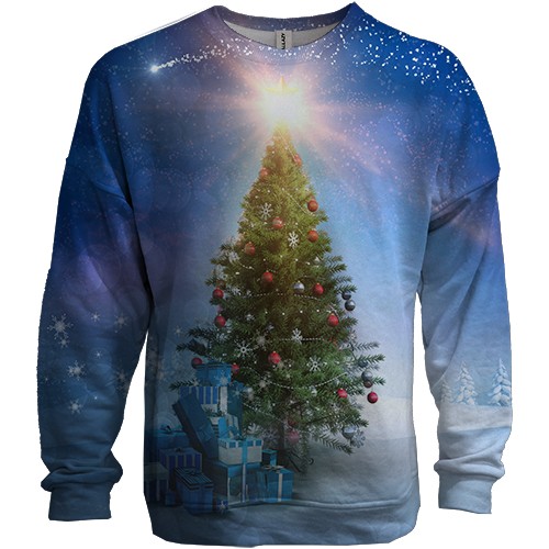 3D світшот з нарядженою ялинкою (вид спереду)