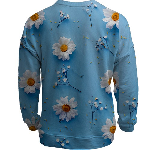 3D свитшот Ромашки (АРТ) (вид сзади)