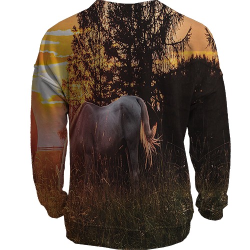 3D свитшот с лошадьми (вид сзади)