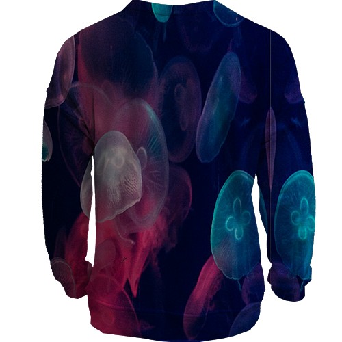 3D свитшот с медузами в океане (вид сзади)