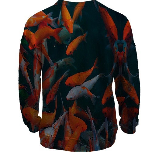 3D світшот з рибками в акваріумі (вид ззаду)