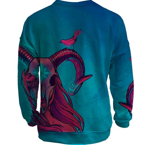 3D світшот зі знаком зодіаку Овен (вид ззаду)