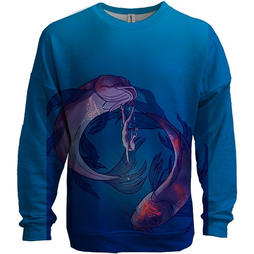 3D свитшот со знаком зодиака Рыбы (вид спереди)