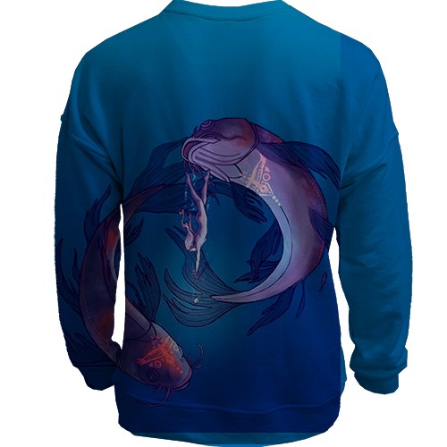 3D свитшот со знаком зодиака Рыбы (вид сзади)