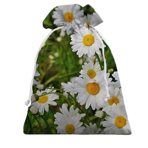3D Подарочный мешочек с цветами ромашками (вид спереди)