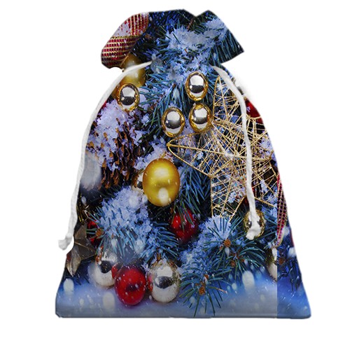 3D Подарочный мешочек с новогодней атрибутикой (вид сзади)