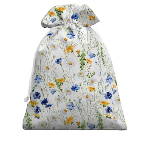 3D Подарочный мешочек с ромашками и васильками (2) (вид сзади)