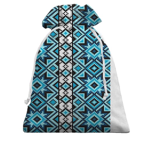 3D Подарочный мешочек с голубой вышиванкой (вид сзади)