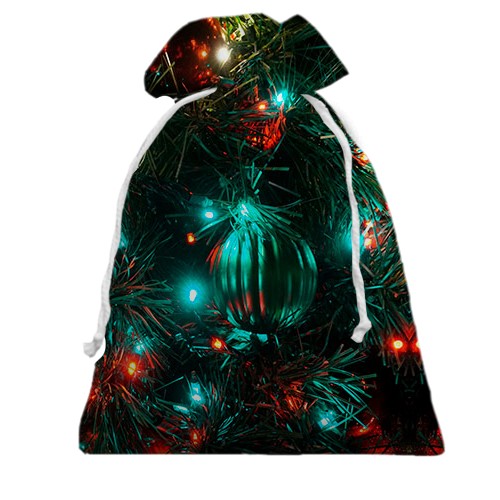 3D Подарочный мешочек с новогодними игрушками (вид спереди)