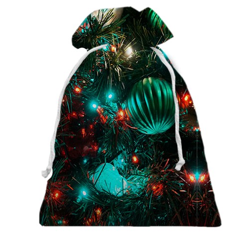 3D Подарочный мешочек с новогодними игрушками (вид сзади)