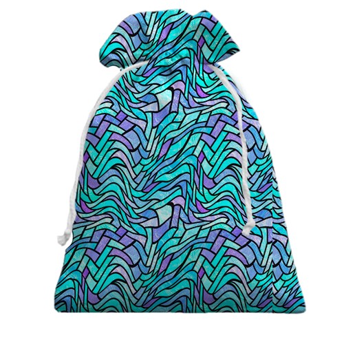 3D Подарочный мешочек с волнистым голубым витражом (вид сзади)