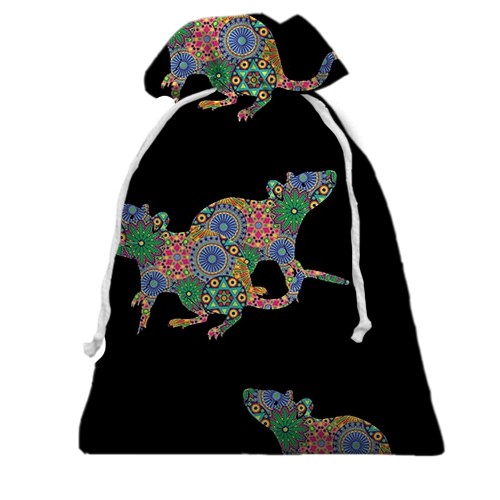 3D Подарунковий мішечок з різнобарвним щуром (вид ззаду)