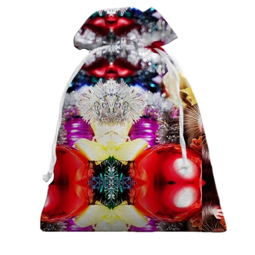 3D Подарочный мешочек с новогодней крысой и подарками 2020 (вид сзади)