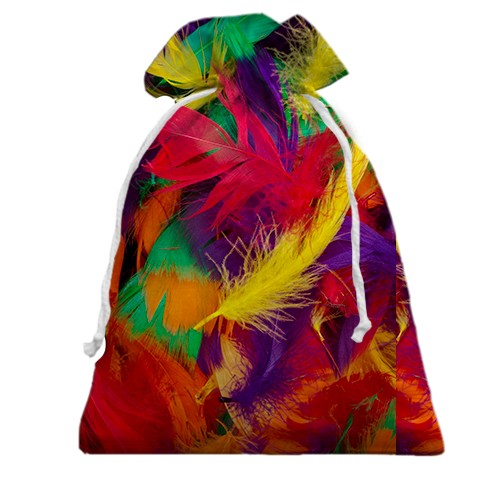 3D Подарочный мешочек с яркими перьями (вид сзади)