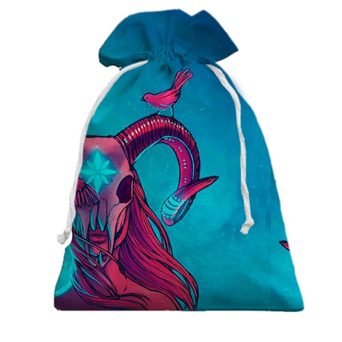 3D Подарочный мешочек со знаком зодиака Овен (вид сзади)