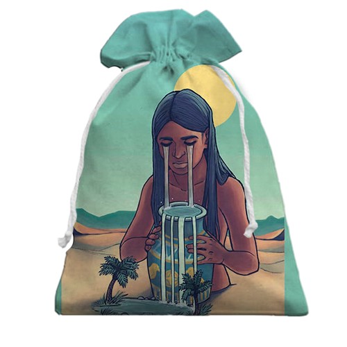 3D Подарунковий мішечок зі знаком зодіаку Водолій (вид спереду)