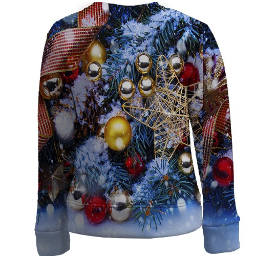 Дитячий 3D світшот з новорічною атрибутикою (вид ззаду)