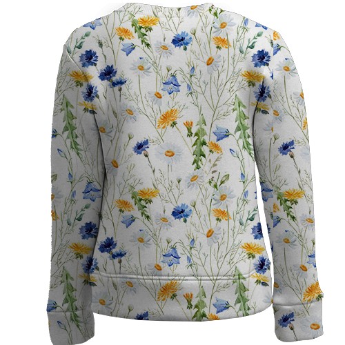 Детский 3D свитшот с ромашками и васильками (2) (вид сзади)